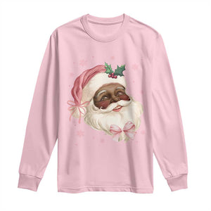 Christmas Coquette Pink Black Santa Bow Long Sleeve Shirt TS11 Light Pink Print Your Wear