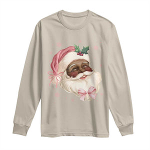 Christmas Coquette Pink Black Santa Bow Long Sleeve Shirt TS11 Sand Print Your Wear