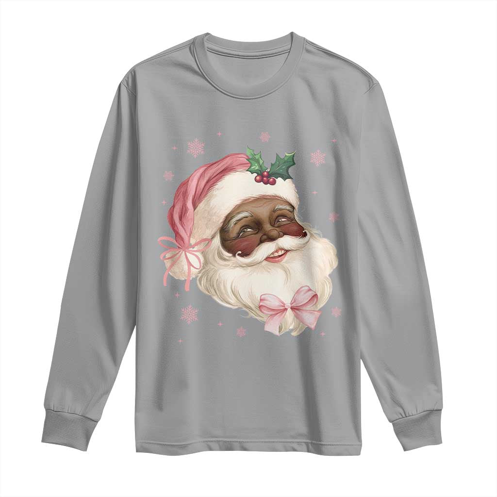 Christmas Coquette Pink Black Santa Bow Long Sleeve Shirt TS11 Sport Gray Print Your Wear