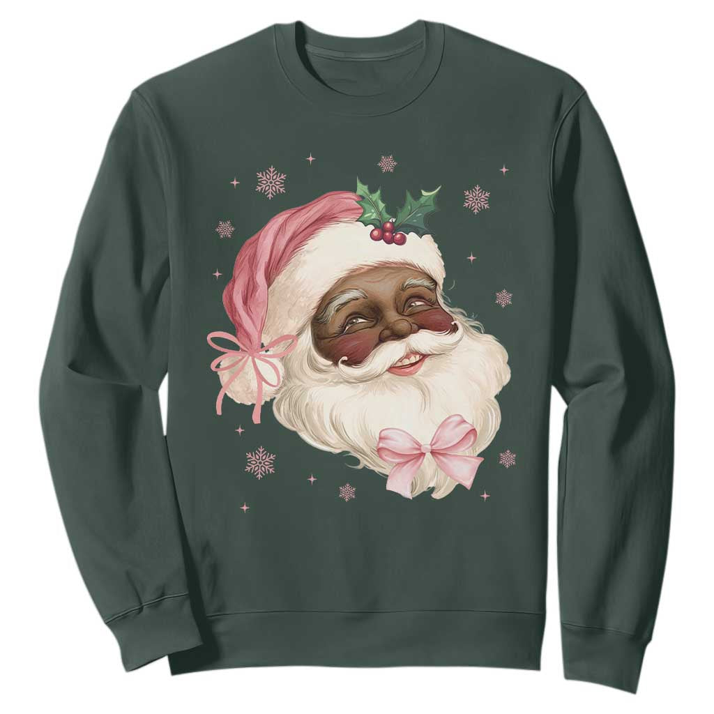 Christmas Coquette Pink Black Santa Bow Sweatshirt TS11 Dark Forest Green Print Your Wear