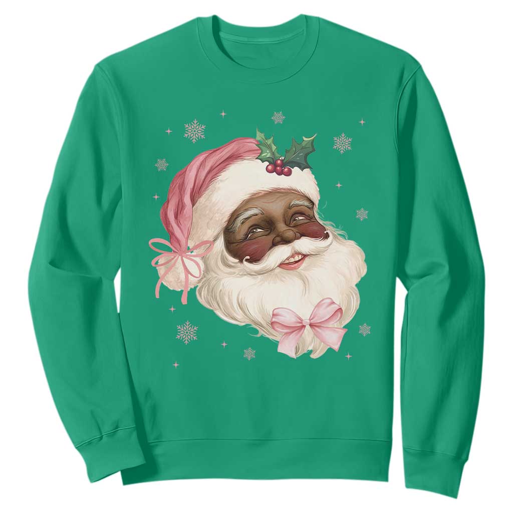 Christmas Coquette Pink Black Santa Bow Sweatshirt TS11 Irish Green Print Your Wear