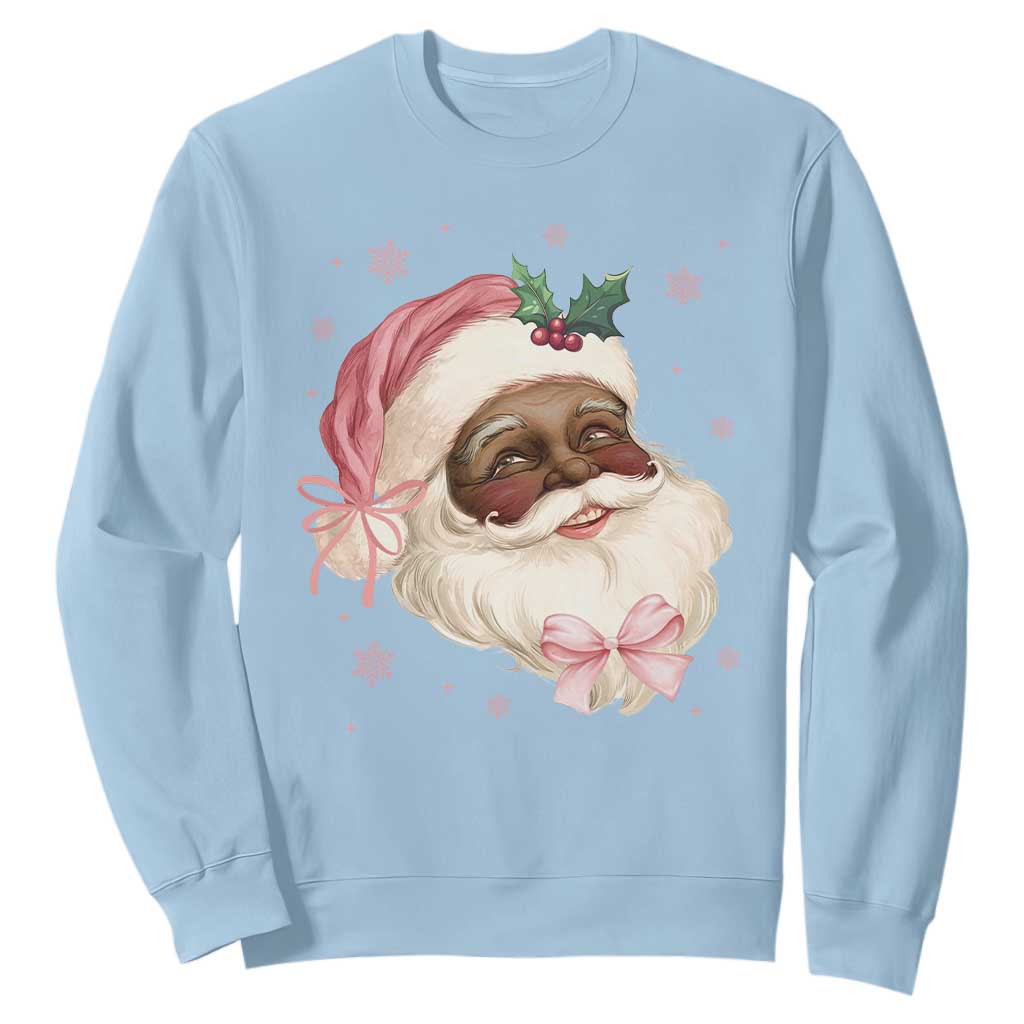 Christmas Coquette Pink Black Santa Bow Sweatshirt TS11 Light Blue Print Your Wear