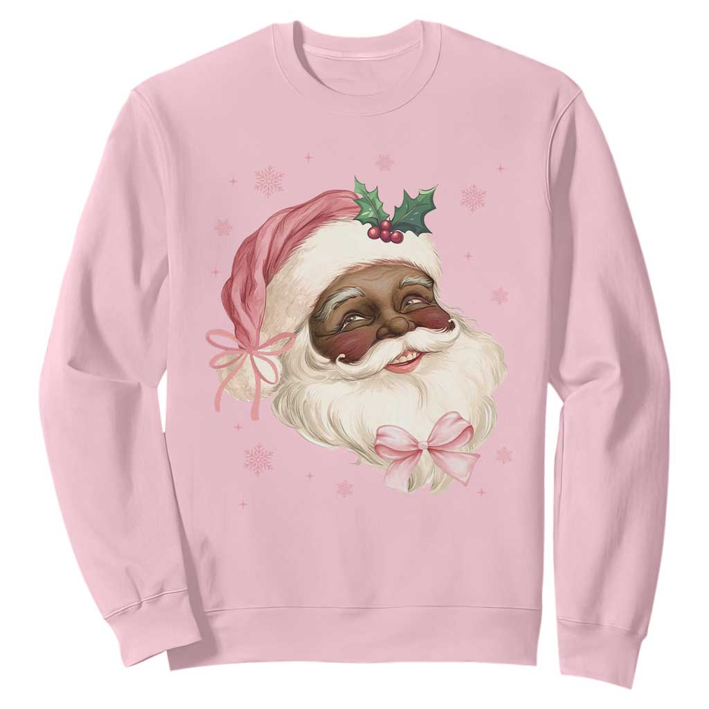 Christmas Coquette Pink Black Santa Bow Sweatshirt TS11 Light Pink Print Your Wear