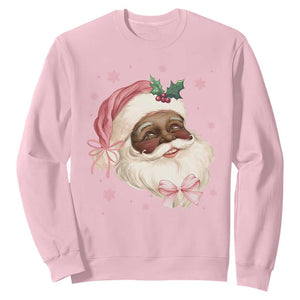 Christmas Coquette Pink Black Santa Bow Sweatshirt TS11 Light Pink Print Your Wear