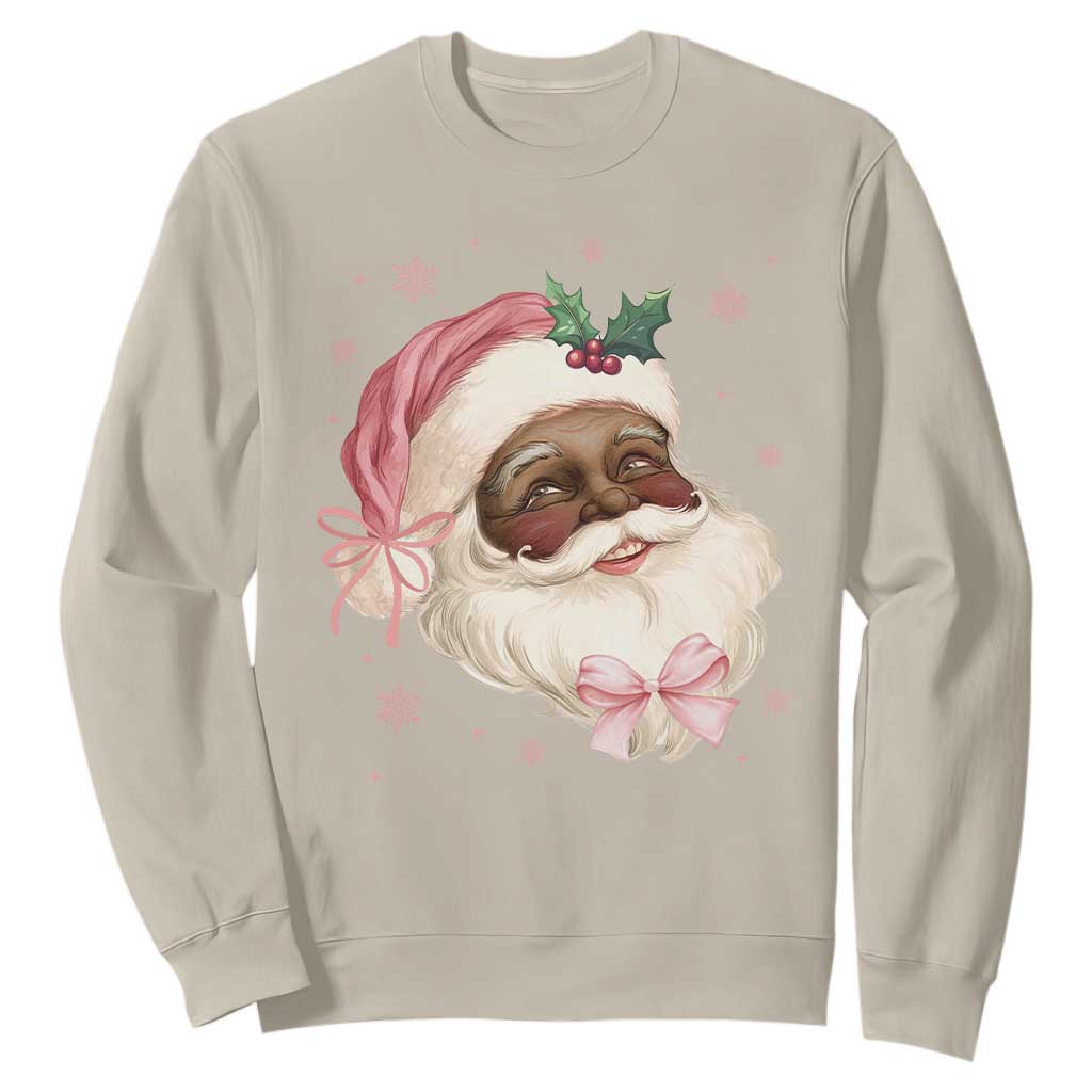 Christmas Coquette Pink Black Santa Bow Sweatshirt TS11 Sand Print Your Wear