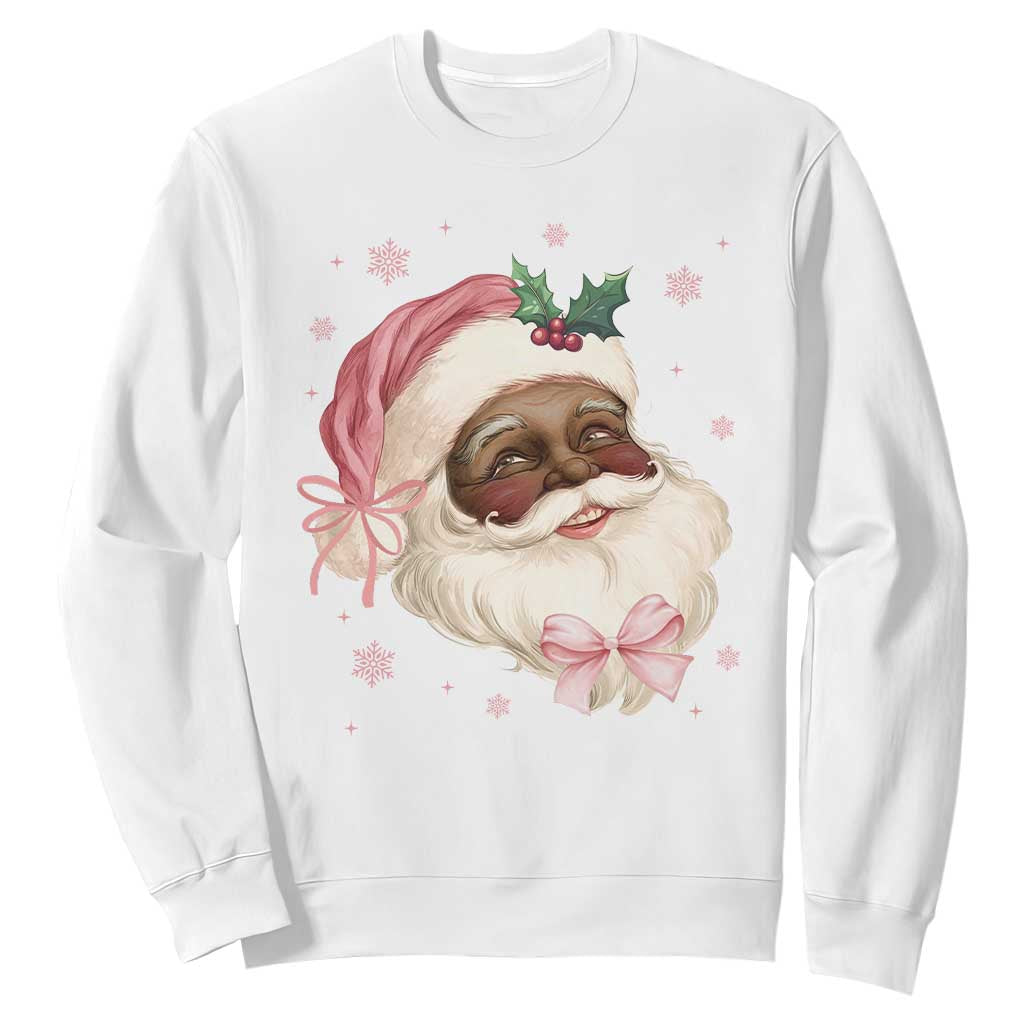 Christmas Coquette Pink Black Santa Bow Sweatshirt TS11 White Print Your Wear