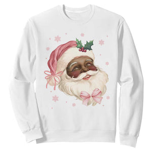 Christmas Coquette Pink Black Santa Bow Sweatshirt TS11 White Print Your Wear