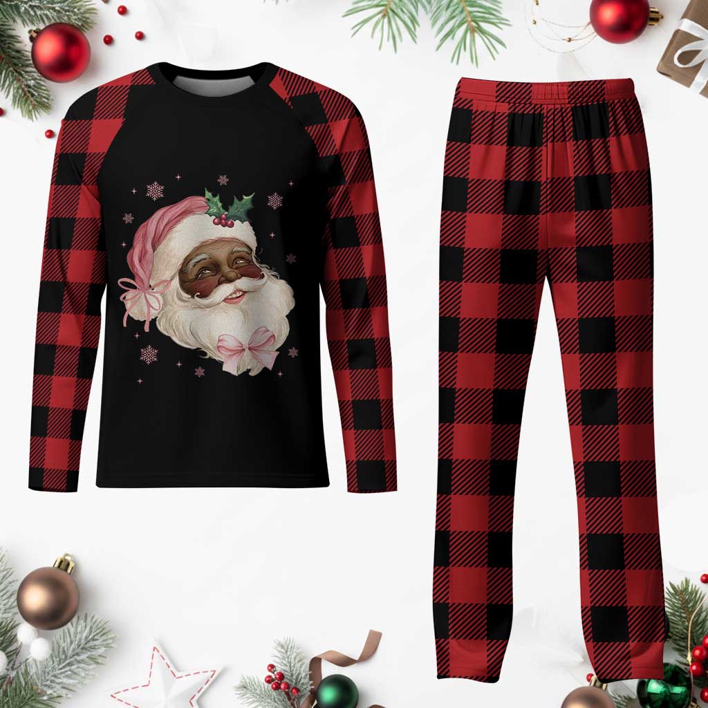 Xmas Coquette Pink Black Santa Bow Plaid Pajama Set TS11 Buffalo Plaid Print Your Wear