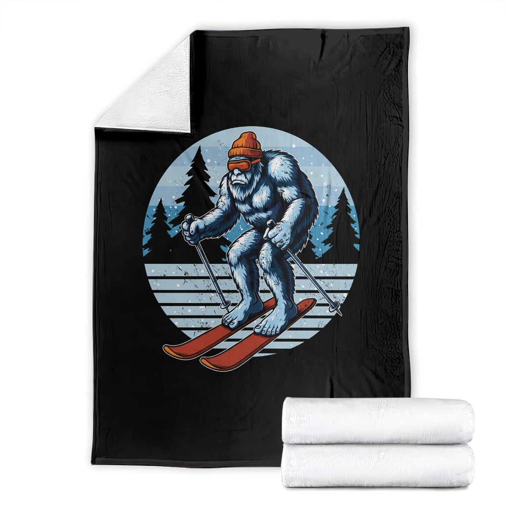 Funny Skiing Bigfoot Ski Winter Sport Yeti Snowboarder Skier Throw Blanket TS11 Black Print Your Wear