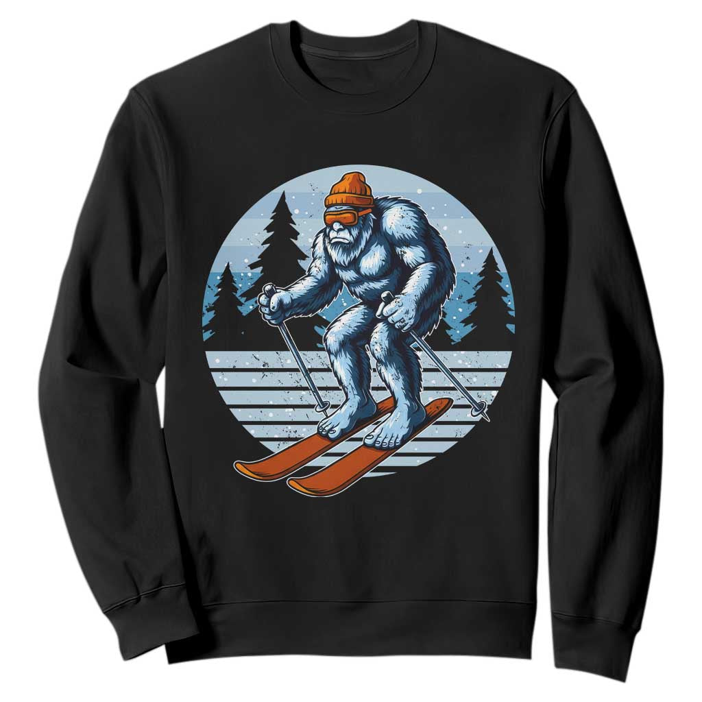 Funny Skiing Bigfoot Ski Winter Sport Yeti Snowboarder Skier Sweatshirt TS11 Black Print Your Wear