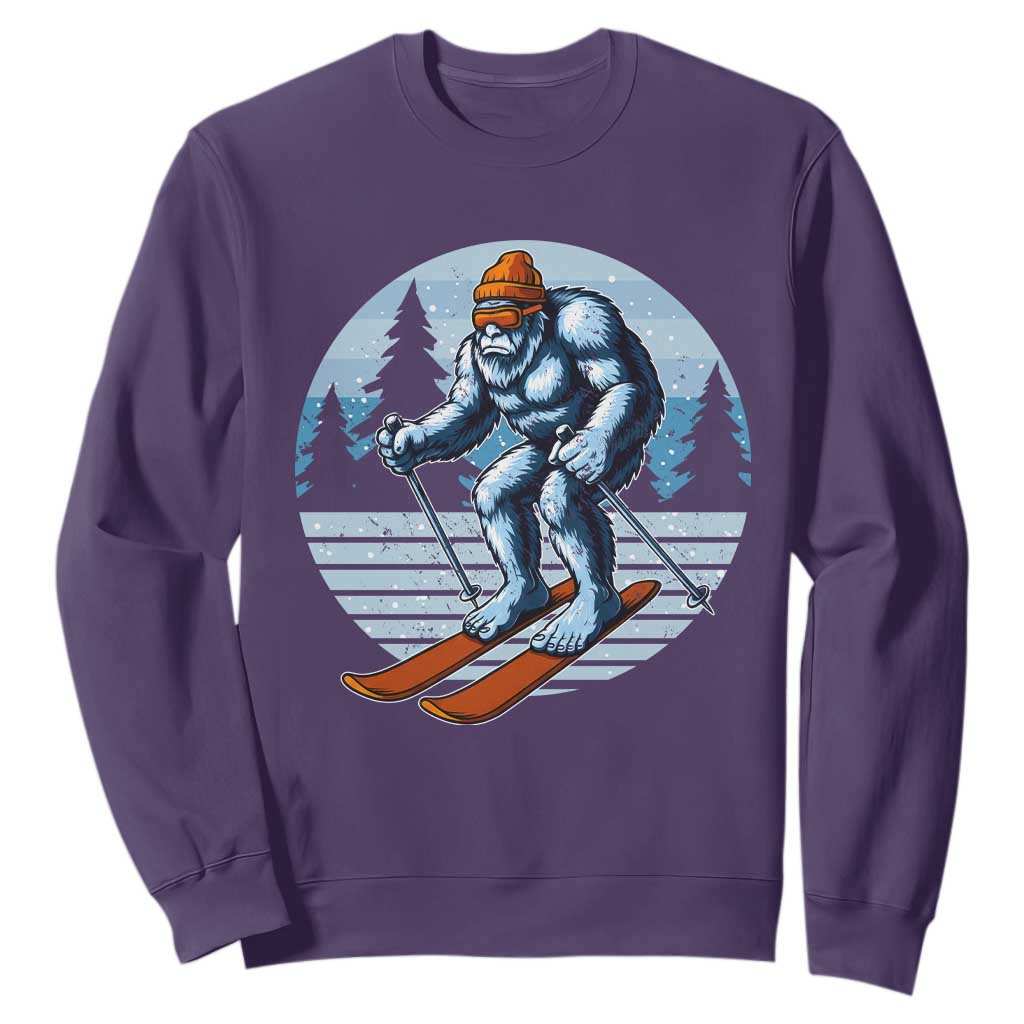 Funny Skiing Bigfoot Ski Winter Sport Yeti Snowboarder Skier Sweatshirt TS11 Purple Print Your Wear