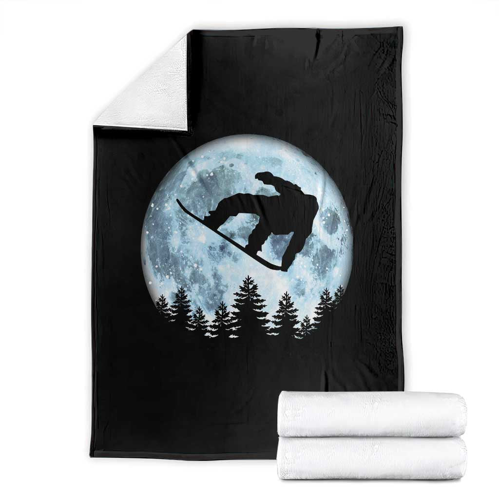 Snowboard Moon Snowboarding Winter Sports Throw Blanket TS11 Black Print Your Wear