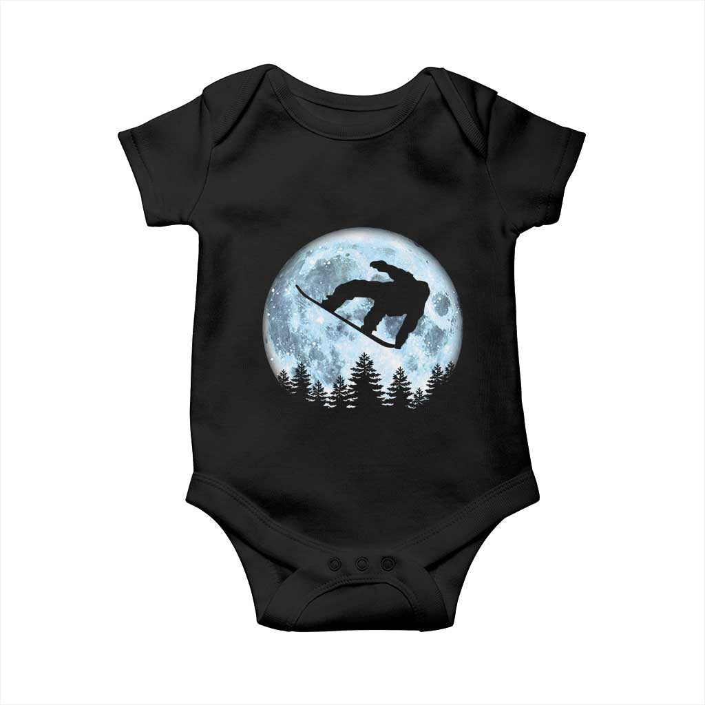 Snowboard Moon Snowboarding Winter Sports Baby Onesie TS11 Black Print Your Wear