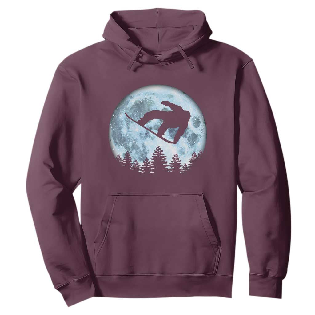 Snowboard Moon Snowboarding Winter Sports Hoodie TS11 Maroon Print Your Wear
