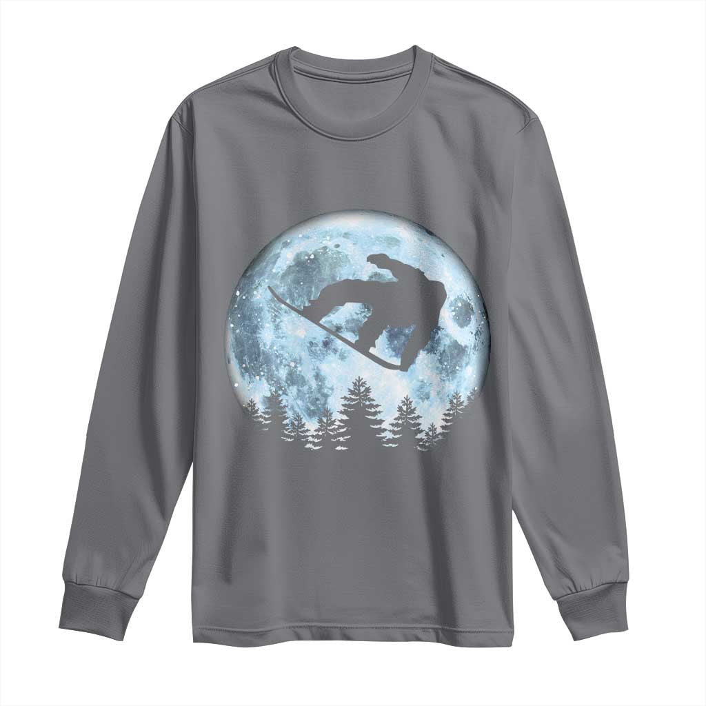 Snowboard Moon Snowboarding Winter Sports Long Sleeve Shirt TS11 Charcoal Print Your Wear