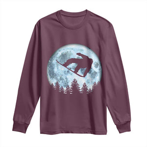 Snowboard Moon Snowboarding Winter Sports Long Sleeve Shirt TS11 Maroon Print Your Wear