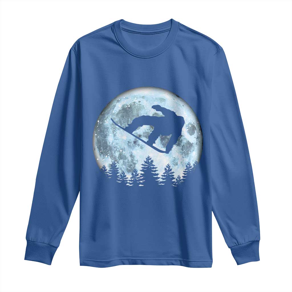 Snowboard Moon Snowboarding Winter Sports Long Sleeve Shirt TS11 Royal Blue Print Your Wear