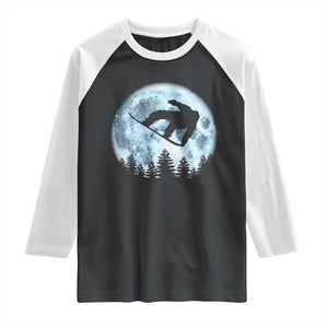 Snowboard Moon Snowboarding Winter Sports Raglan Shirt TS11 Black White Print Your Wear