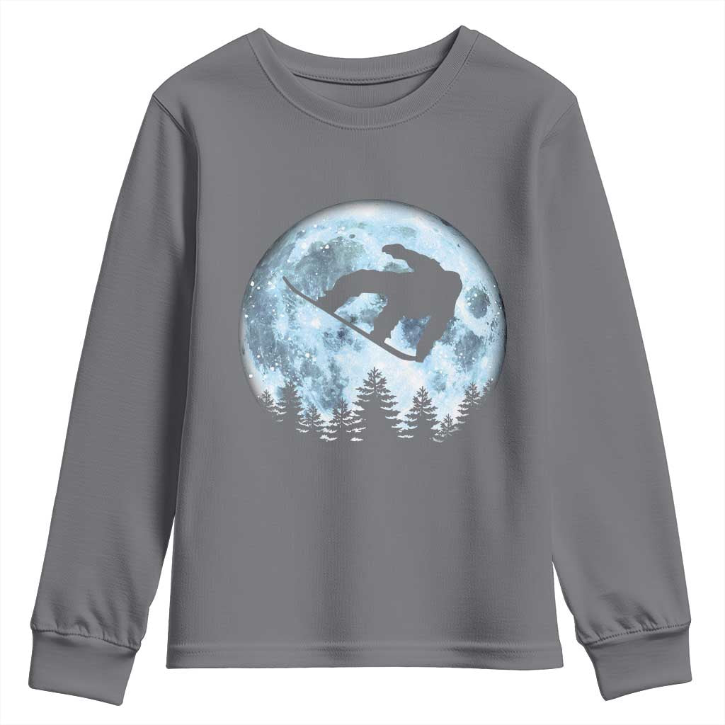 Snowboard Moon Snowboarding Winter Sports Youth Sweatshirt TS11 Charcoal Print Your Wear