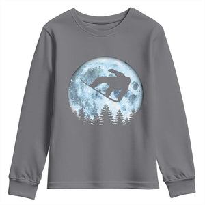 Snowboard Moon Snowboarding Winter Sports Youth Sweatshirt TS11 Charcoal Print Your Wear
