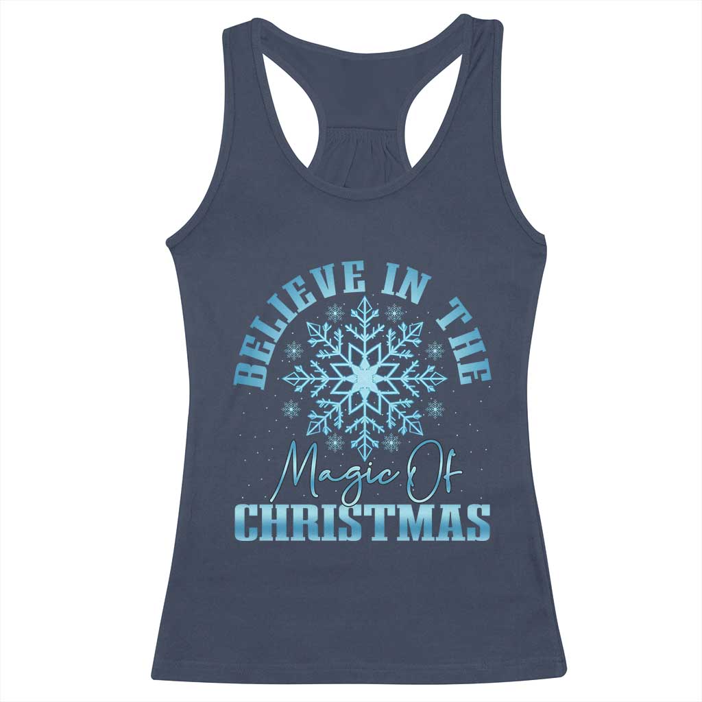 Believe In The Magic Of Christmas Racerback Tank Top Xmas Snowflake TS11 Navy Print Your Wear