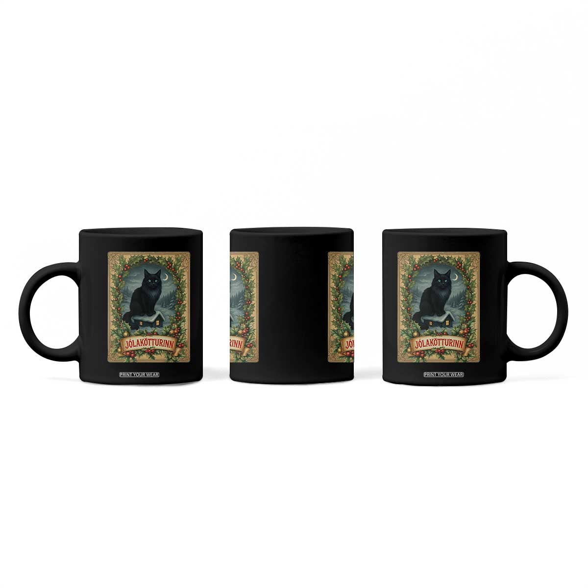 Nordic Christmas Cat Coffee Mug Jolakotturinn Yule Cat Icelandic TS11 Print Your Wear