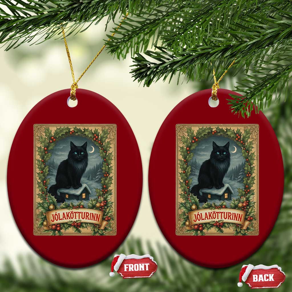 Nordic Christmas Cat Ceramic Ornament Jolakotturinn Yule Cat Icelandic TS11 Print Your Wear