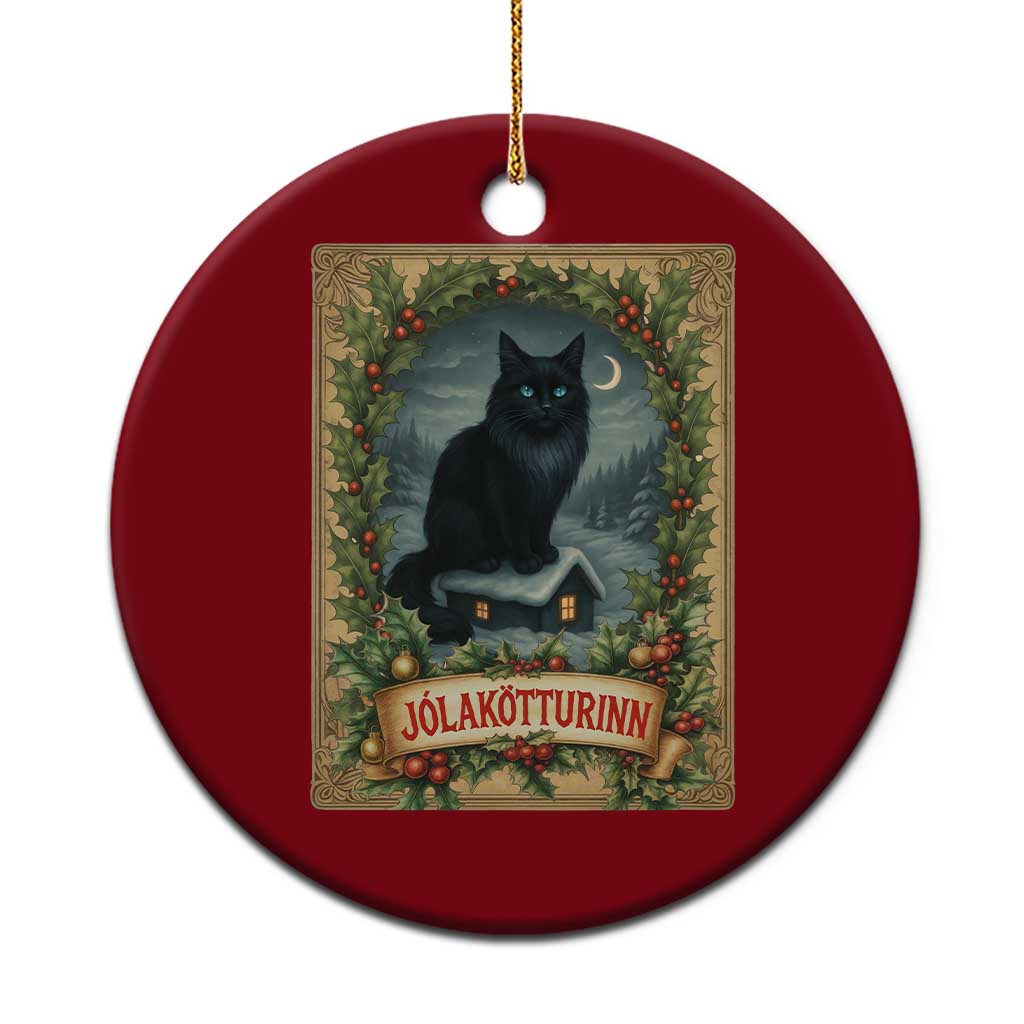Nordic Christmas Cat Ceramic Ornament Jolakotturinn Yule Cat Icelandic TS11 1pc Red Print Your Wear