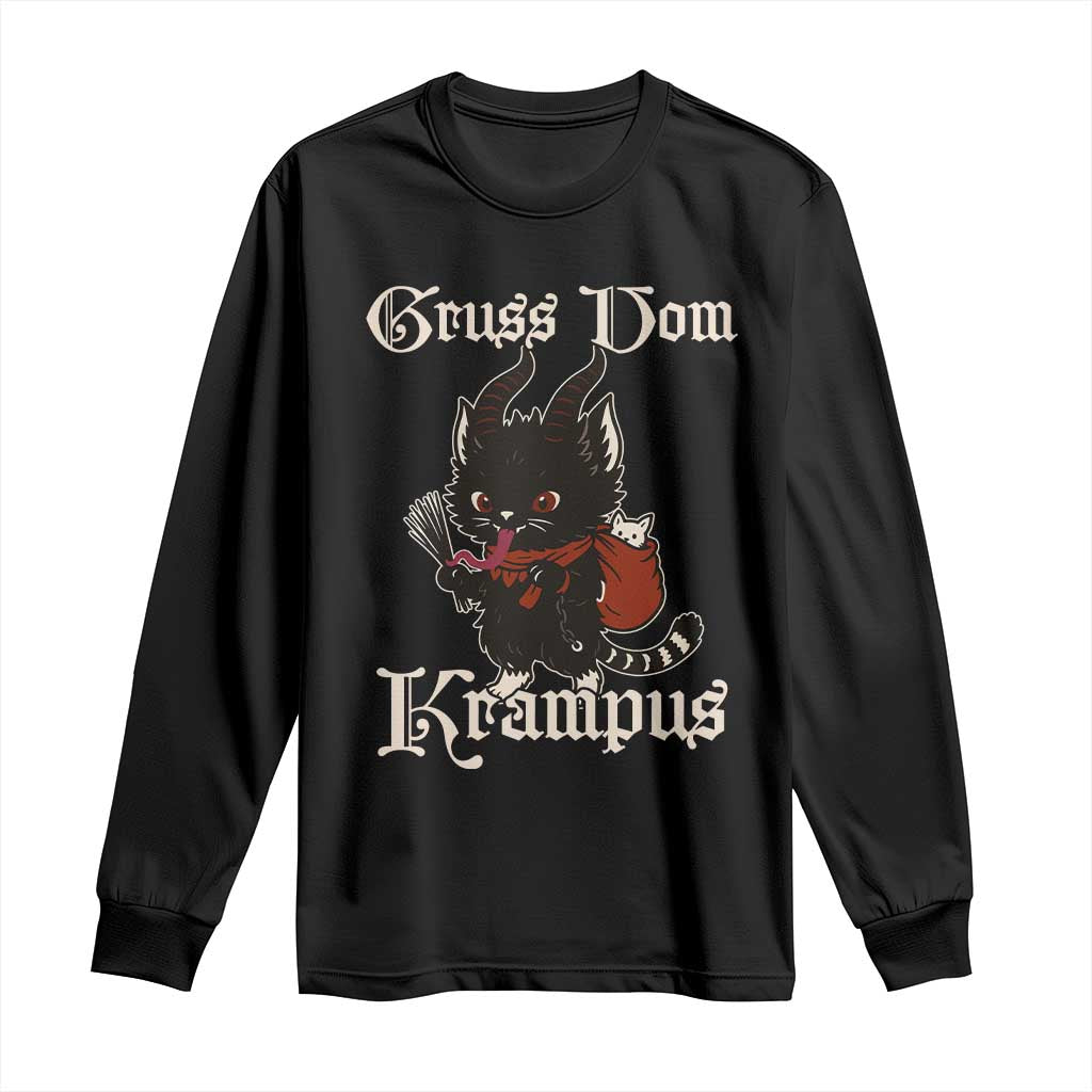 Christmas Krampus Cat Long Sleeve Shirt Gruss Vom Krampus Pagan Yule Xmas TS11 Black Print Your Wear