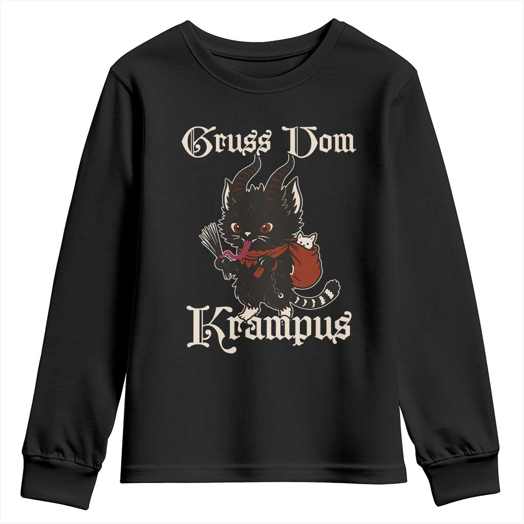 Christmas Krampus Cat Youth Sweatshirt Gruss Vom Krampus Pagan Yule Xmas TS11 Black Print Your Wear