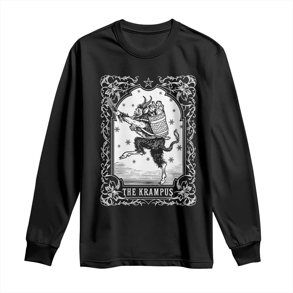 Christmas Krampus Long Sleeve Shirt Pagan Yule Nordic Xmas Krampus Evil Tarot Card TS11 Black Print Your Wear