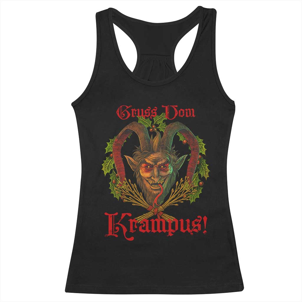 Nordic Christmas Krampus Racerback Tank Top Gruss Vom Krampus Pagan Yule Xmas TS11 Black Print Your Wear