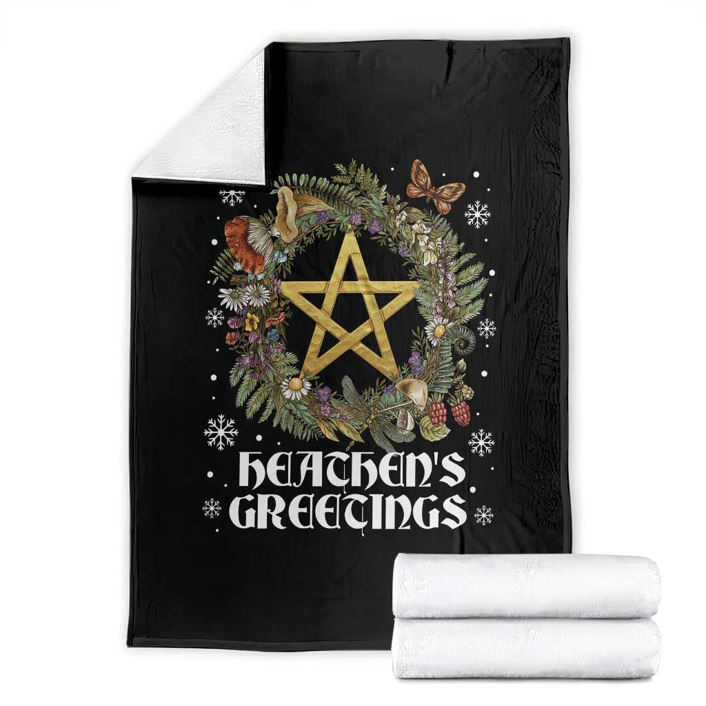Heathens Greeting Throw Blanket Pagan Christmas Wreath Yule Holiday TS11 Black Print Your Wear