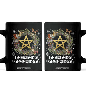 Heathens Greeting Coffee Mug Pagan Christmas Wreath Yule Holiday TS11 Black Print Your Wear