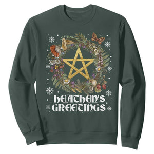 Heathens Greeting Sweatshirt Pagan Christmas Wreath Yule Holiday TS11 Dark Forest Green Print Your Wear