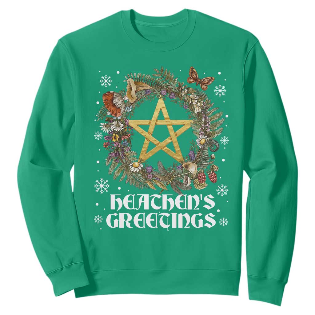 Heathens Greeting Sweatshirt Pagan Christmas Wreath Yule Holiday TS11 Irish Green Print Your Wear