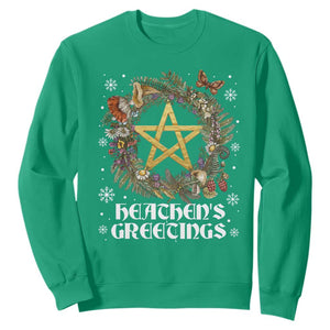 Heathens Greeting Sweatshirt Pagan Christmas Wreath Yule Holiday TS11 Irish Green Print Your Wear