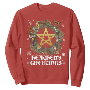 Heathens Greeting Sweatshirt Pagan Christmas Wreath Yule Holiday TS11 Red Print Your Wear