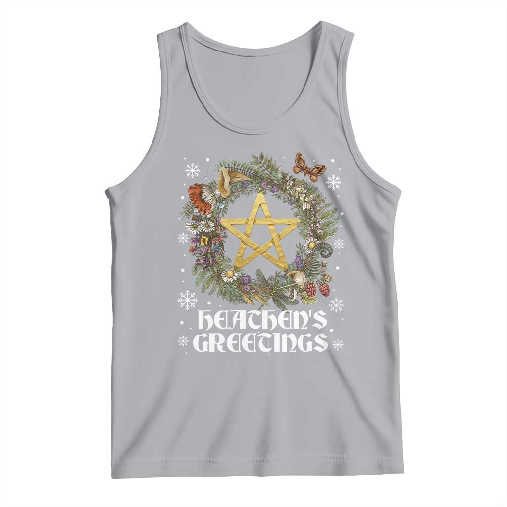 Heathens Greeting Tank Top Pagan Christmas Wreath Yule Holiday TS11 Athletic Heather Print Your Wear