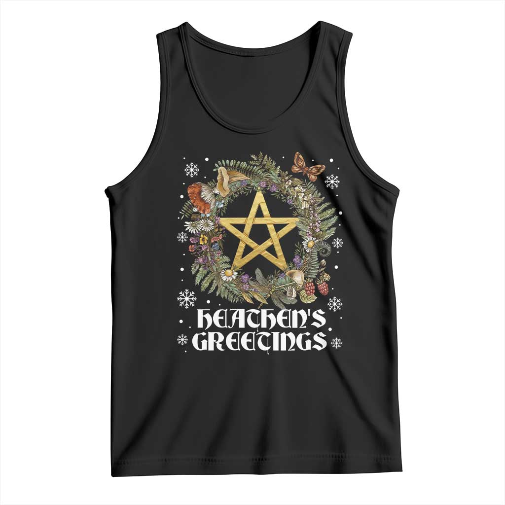 Heathens Greeting Tank Top Pagan Christmas Wreath Yule Holiday TS11 Black Print Your Wear