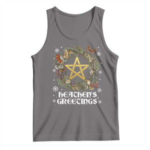 Heathens Greeting Tank Top Pagan Christmas Wreath Yule Holiday TS11 Deep Heather Print Your Wear