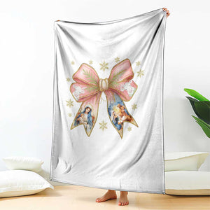 Jesus Christmas Coquette Bow Nativity Bible Verse Christian Throw Blanket TS11 Print Your Wear