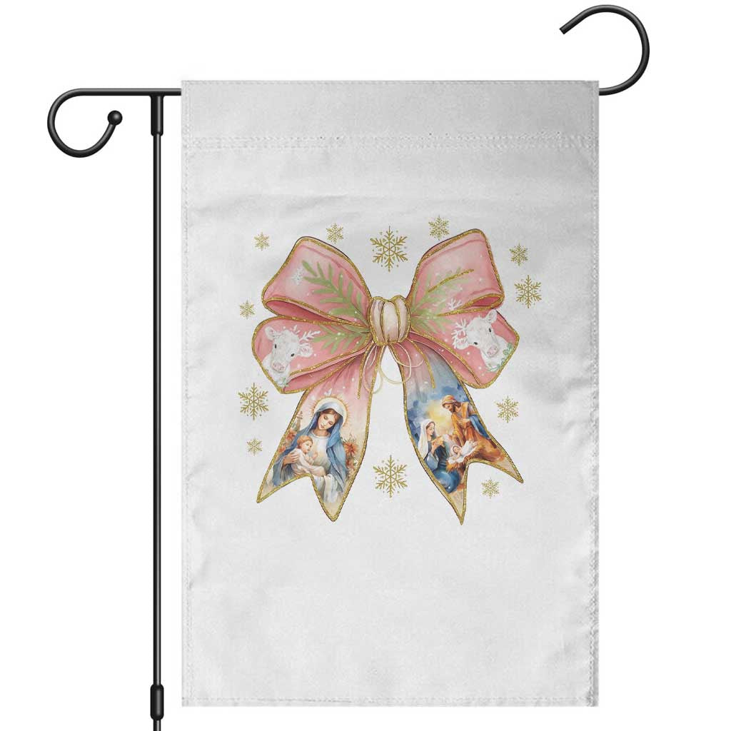 Jesus Christmas Coquette Bow Nativity Bible Verse Christian Garden Flag TS11 White Print Your Wear