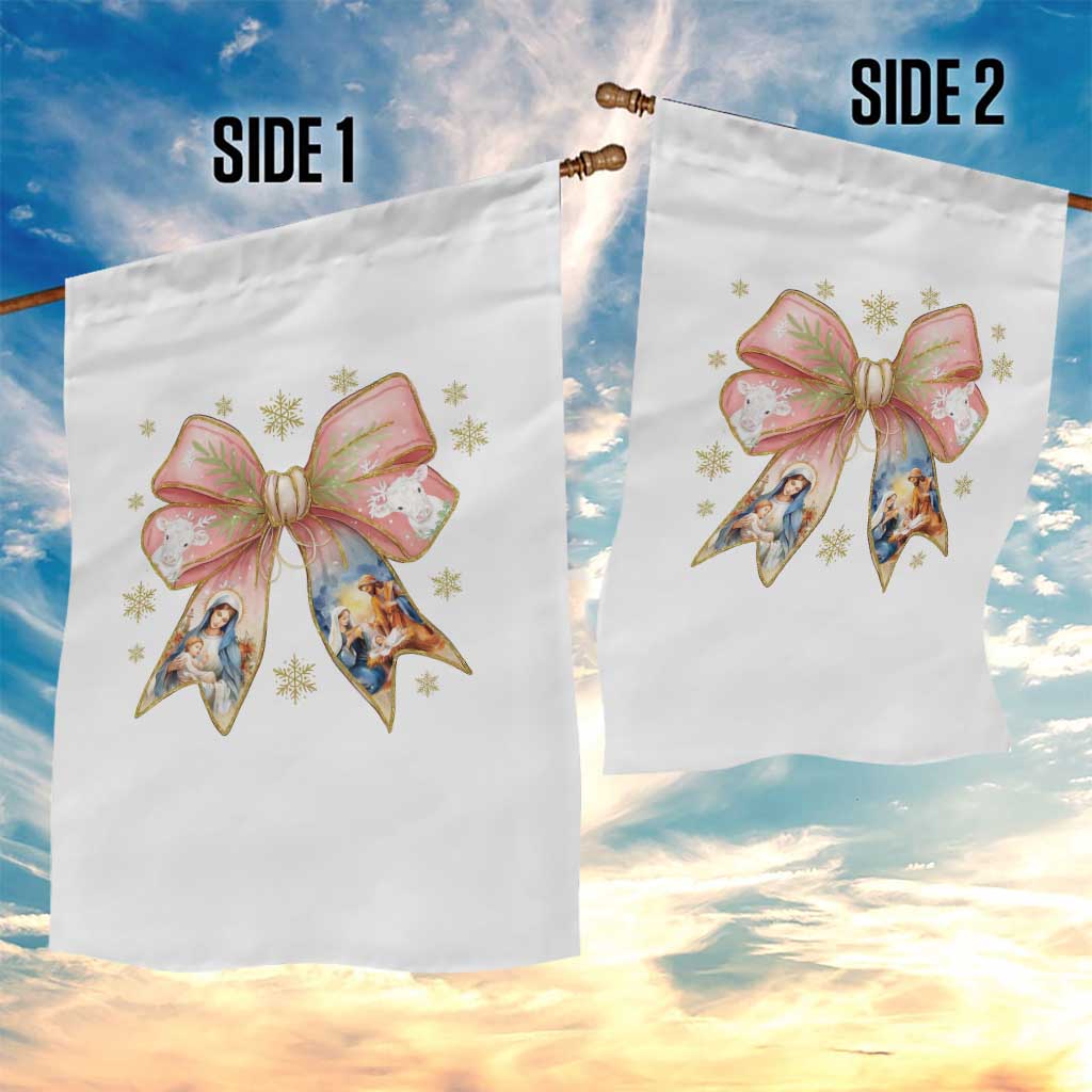 Jesus Christmas Coquette Bow Nativity Bible Verse Christian Garden Flag TS11 Print Your Wear