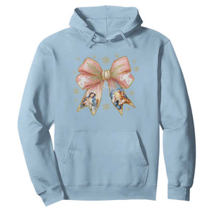 Jesus Christmas Coquette Bow Nativity Bible Verse Christian Hoodie TS11 Light Blue Print Your Wear