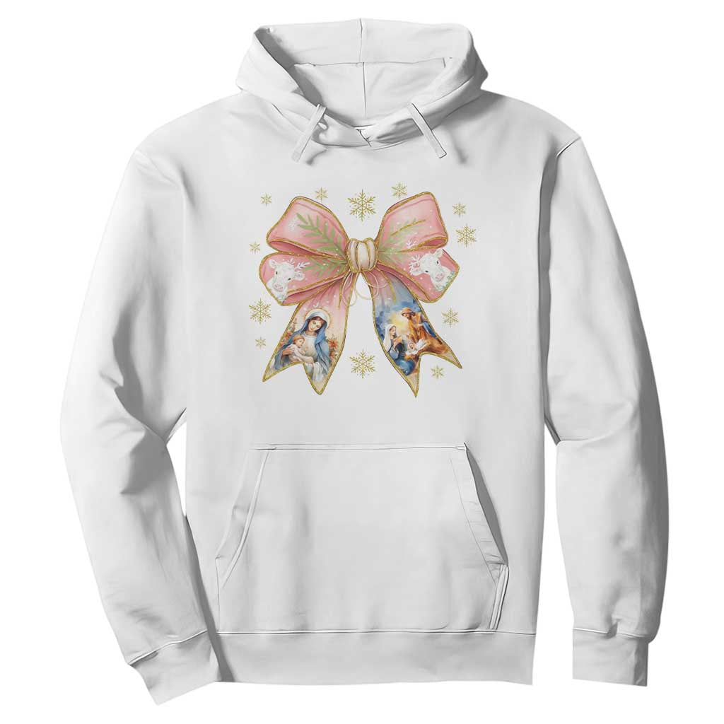 Jesus Christmas Coquette Bow Nativity Bible Verse Christian Hoodie TS11 White Print Your Wear