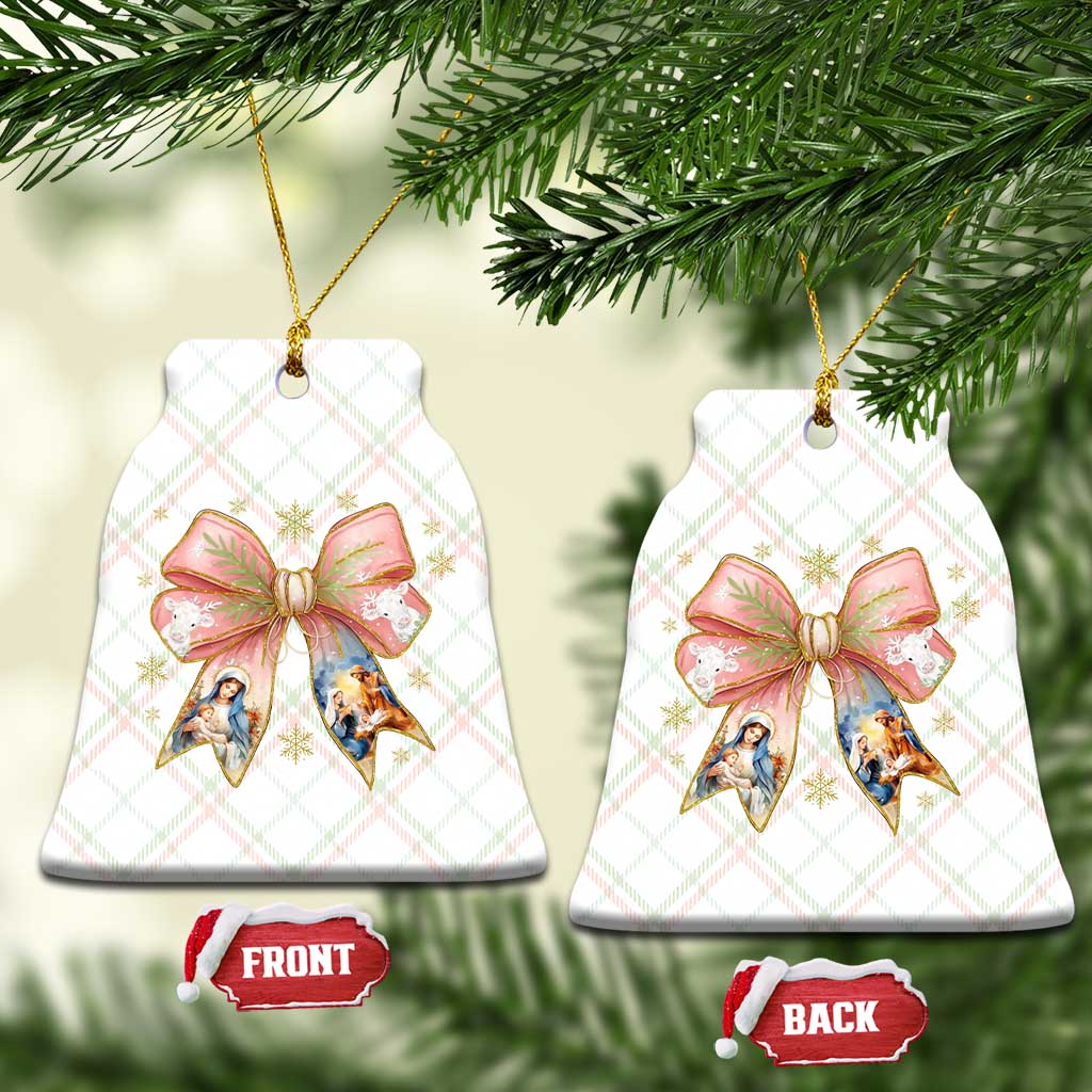 Jesus Christmas Coquette Bow Nativity Bible Verse Christian Ceramic Ornament TS11 Print Your Wear
