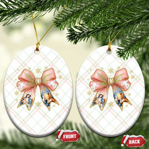 Jesus Christmas Coquette Bow Nativity Bible Verse Christian Ceramic Ornament TS11 Print Your Wear