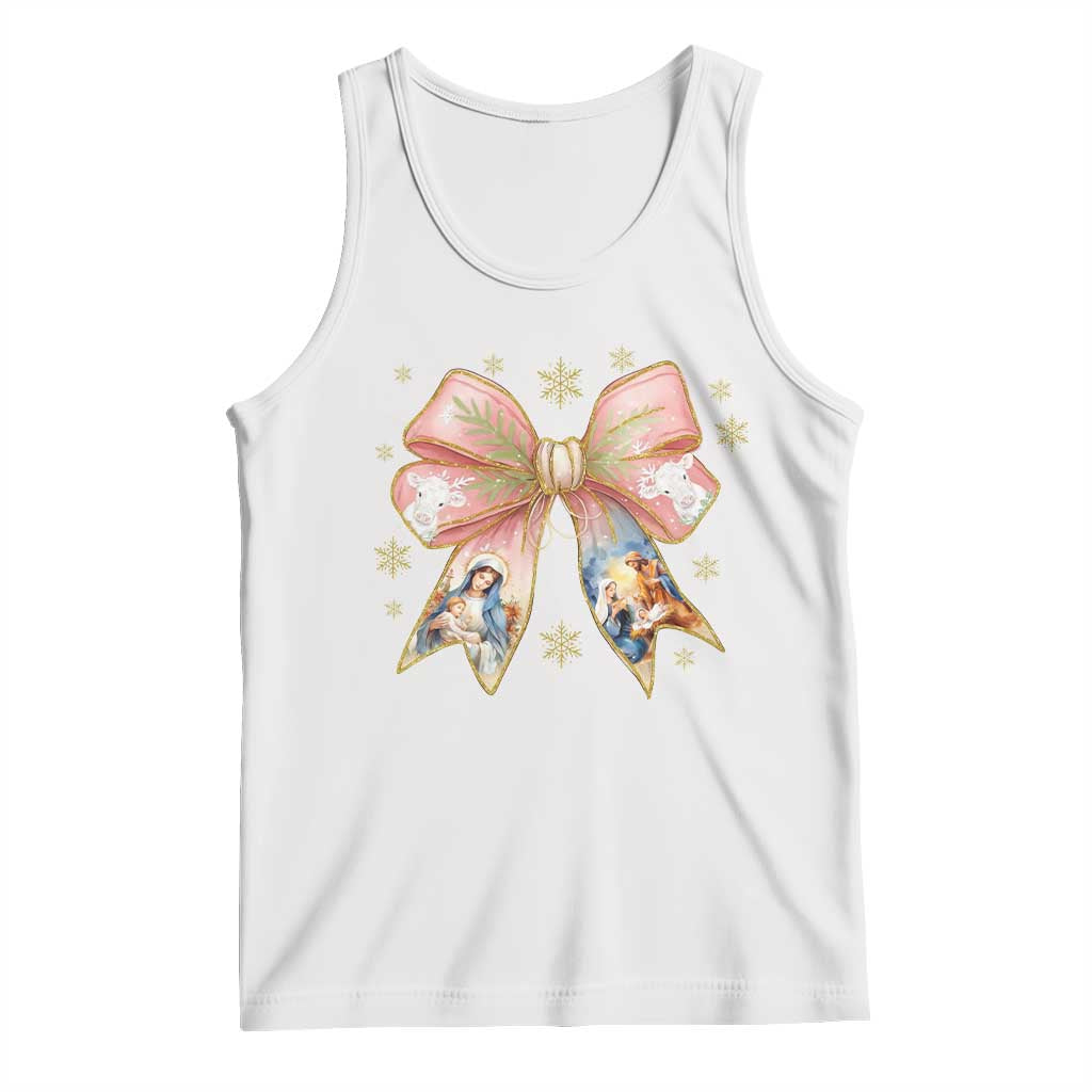 Jesus Christmas Coquette Bow Nativity Bible Verse Christian Tank Top TS11 White Print Your Wear