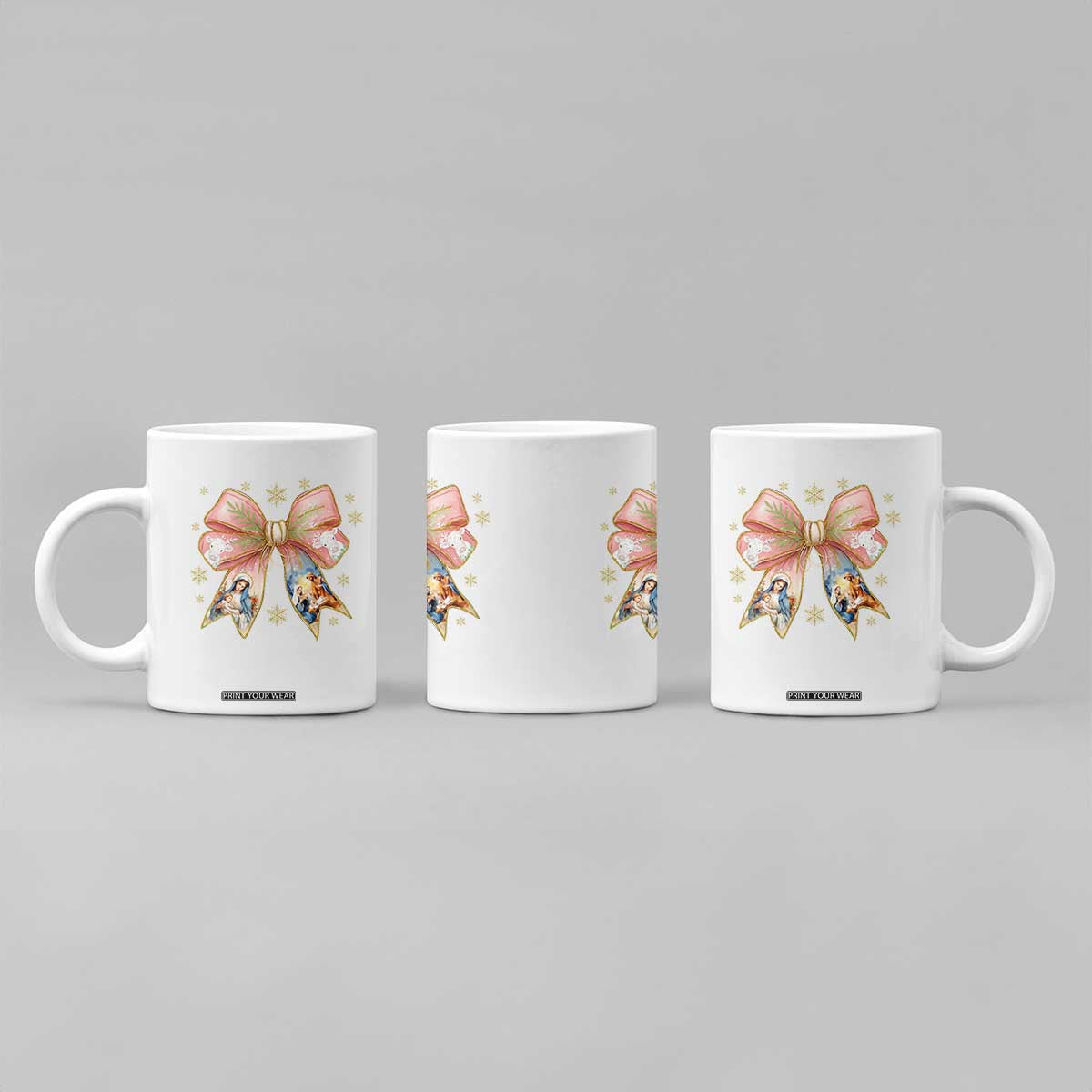 Jesus Christmas Coquette Bow Nativity Bible Verse Christian Coffee Mug TS11 Print Your Wear